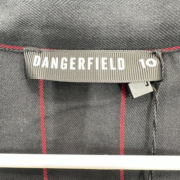 NWT Dangerfield Black and Red Striped, Zippered, A-Line Super Cute Goth Dress - Picture 11 of 13